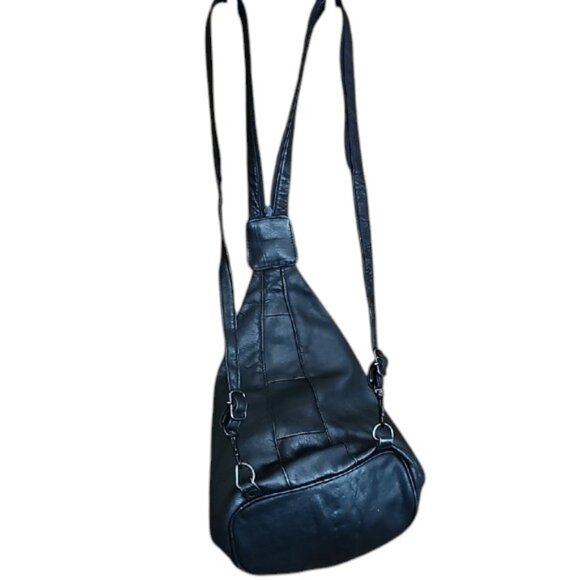 Convertible bag pack cross body bag genuine leather unisex zippered adjustable - Picture 2 of 16